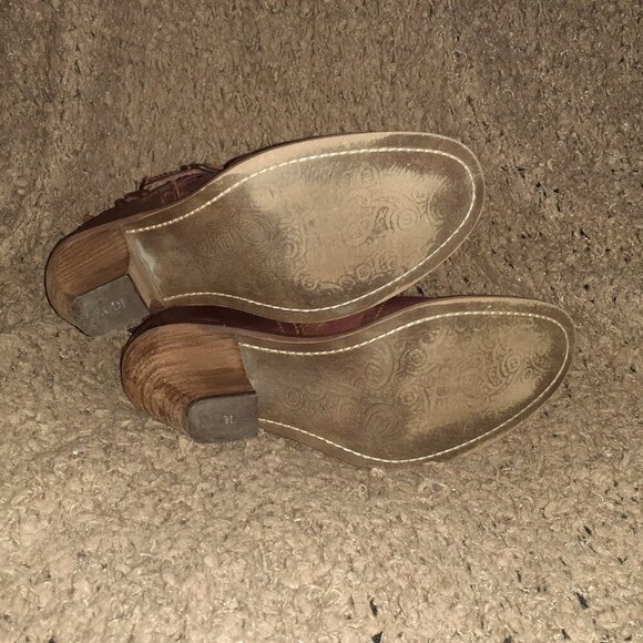 DKODE-Daphne-Brick Red/Bronze Shimmer Leather-Back Zip-Dbl Monk Strap-Sz 39-EX - Picture 10 of 10